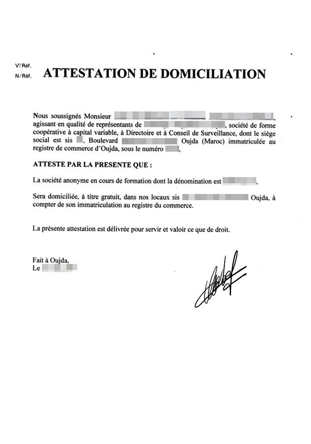 Modèle lettre domiciliation